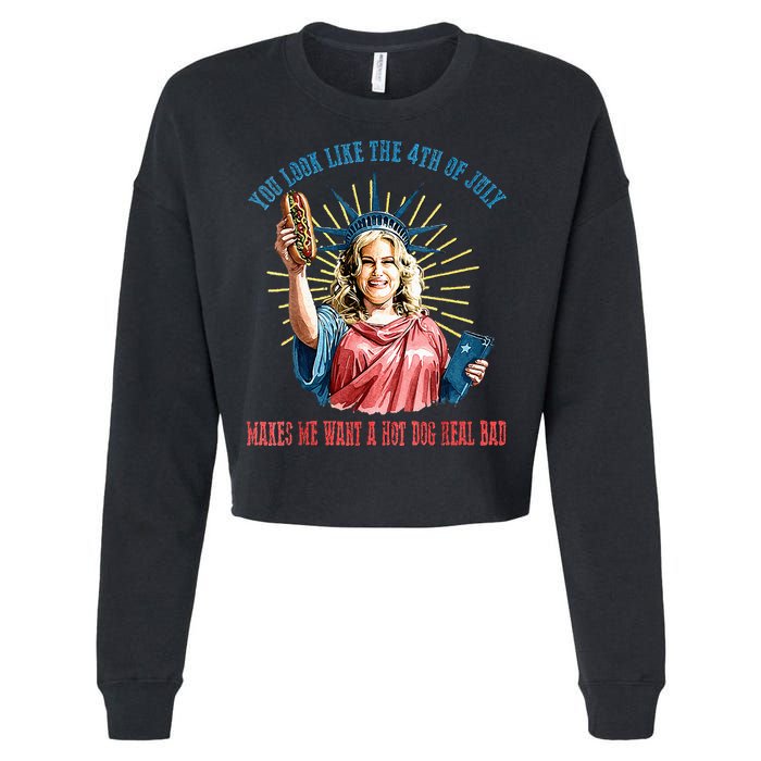 You Look Like The 4th Of July Hot Dog Wiener Cropped Pullover Crew