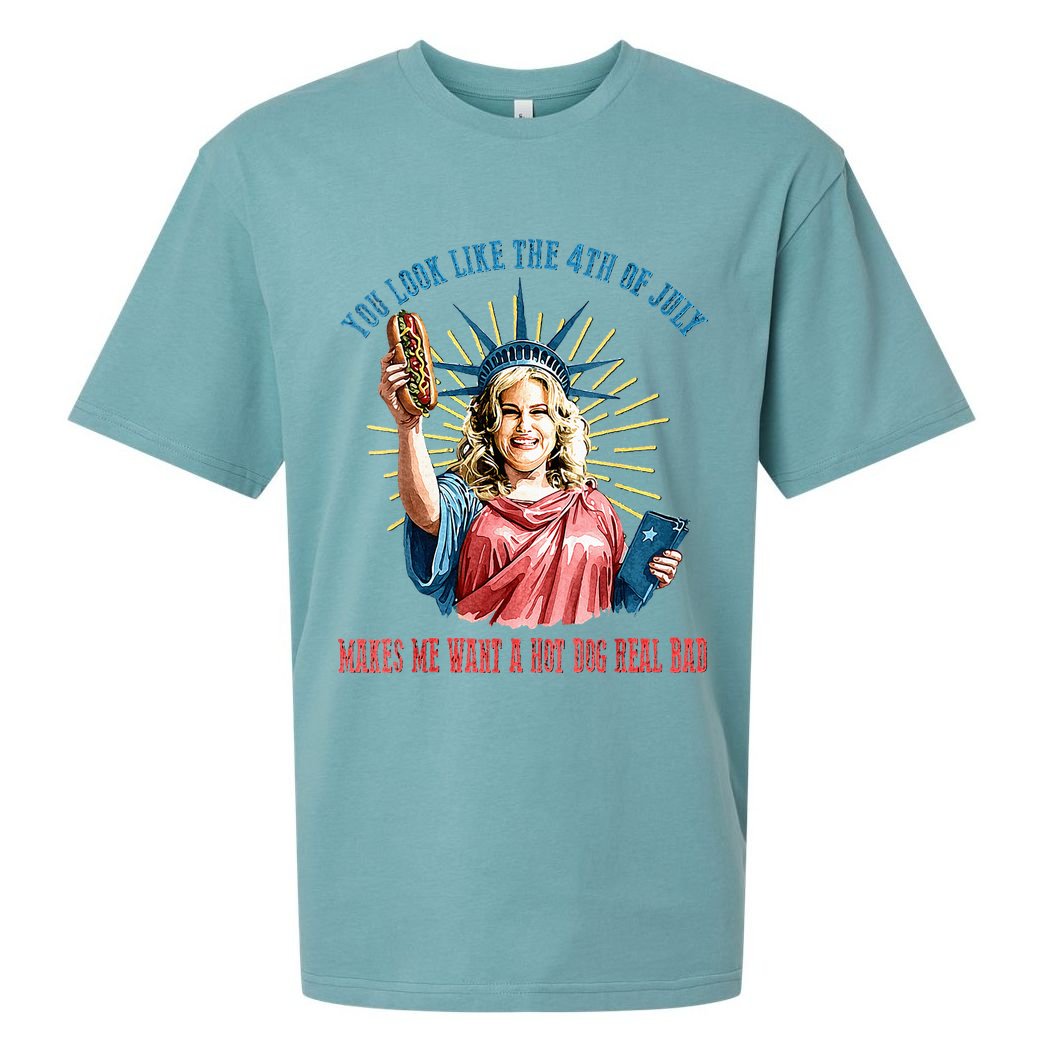 You Look Like The 4th Of July Hot Dog Wiener Sueded Cloud Jersey T-Shirt