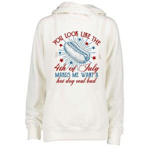 You Look Like The 4th Of July Hot Dog American Womens Funnel Neck Pullover Hood