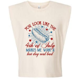 You Look Like The 4th Of July Hot Dog American Garment-Dyed Women's Muscle Tee