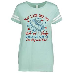 You Look Like The 4th Of July Hot Dog American Enza Ladies Jersey Football T-Shirt