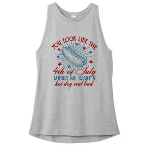 You Look Like The 4th Of July Hot Dog American Ladies PosiCharge Tri-Blend Wicking Tank