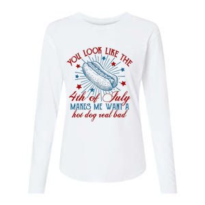 You Look Like The 4th Of July Hot Dog American Womens Cotton Relaxed Long Sleeve T-Shirt