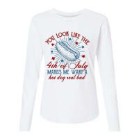 You Look Like The 4th Of July Hot Dog American Womens Cotton Relaxed Long Sleeve T-Shirt