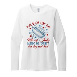 You Look Like The 4th Of July Hot Dog American Womens CVC Long Sleeve Shirt