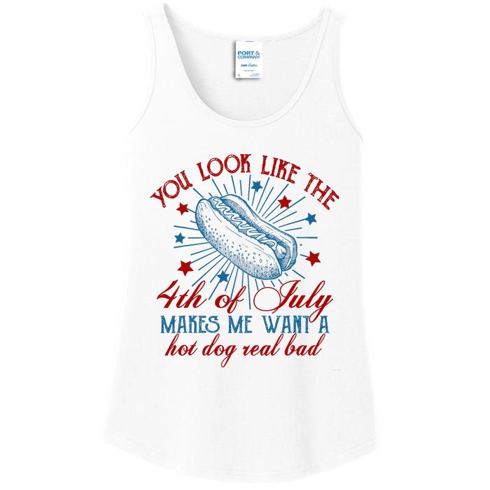 You Look Like The 4th Of July Hot Dog American Ladies Essential Tank