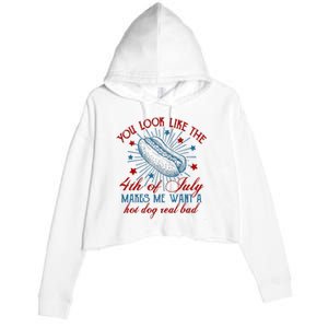 You Look Like The 4th Of July Hot Dog American Crop Fleece Hoodie