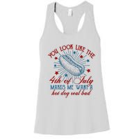 You Look Like The 4th Of July Hot Dog American Women's Racerback Tank