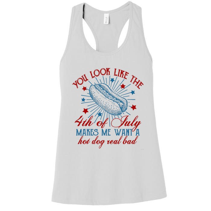 You Look Like The 4th Of July Hot Dog American Women's Racerback Tank