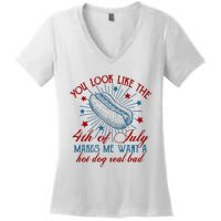 You Look Like The 4th Of July Hot Dog American Women's V-Neck T-Shirt