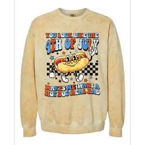 You Look Like 4th Of July Makes Me Want A Hot Dog Real Bad  Colorblast Crewneck Sweatshirt