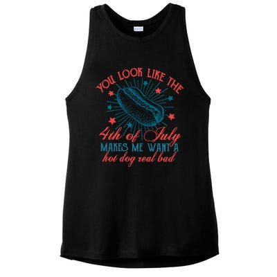 You Look Like The 4th Of July Independence Day Ladies PosiCharge Tri-Blend Wicking Tank