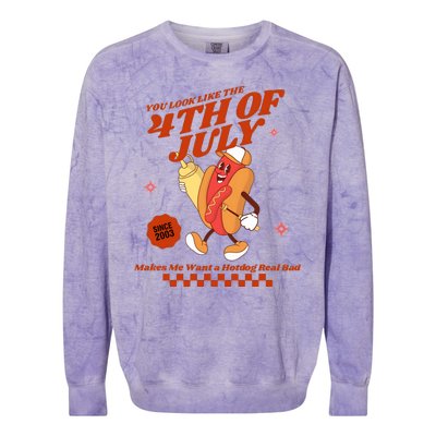 You Look Like The 4th Of July Hotdog Since 2003 Colorblast Crewneck Sweatshirt