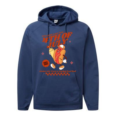 You Look Like The 4th Of July Hotdog Since 2003 Performance Fleece Hoodie