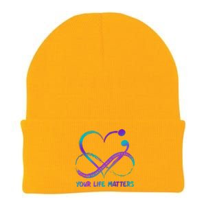 Your Life Matters Suicide Prevention Awareness Infinity Heart Knit Cap Winter Beanie