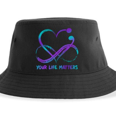 Your Life Matters Suicide Prevention Awareness Infinity Heart Sustainable Bucket Hat