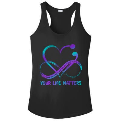 Your Life Matters Suicide Prevention Awareness Infinity Heart Ladies PosiCharge Competitor Racerback Tank