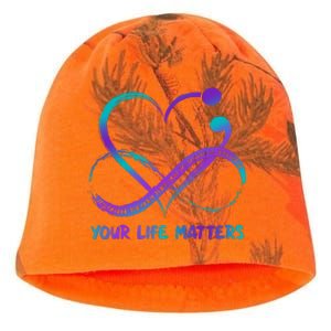 Your Life Matters Suicide Prevention Awareness Infinity Heart Kati - Camo Knit Beanie