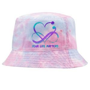 Your Life Matters Suicide Prevention Awareness Infinity Heart Tie-Dyed Bucket Hat