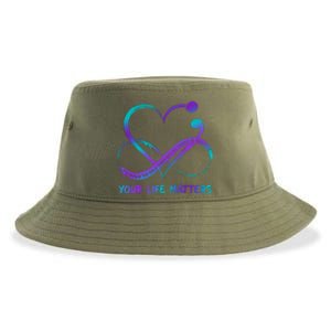 Your Life Matters Suicide Prevention Awareness Infinity Heart Sustainable Bucket Hat