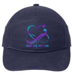 Your Life Matters Suicide Prevention Awareness Infinity Heart 7-Panel Snapback Hat