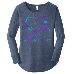 Your Life Matters Suicide Prevention Awareness Infinity Heart Women's Perfect Tri Tunic Long Sleeve Shirt