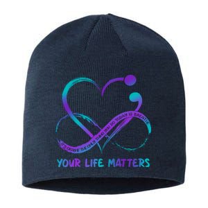 Your Life Matters Suicide Prevention Awareness Infinity Heart Sustainable Beanie