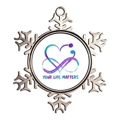 Your Life Matters Suicide Prevention Awareness Infinity Heart Metallic Star Ornament