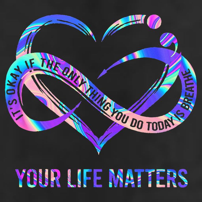 Your Life Matters Suicide Prevention Awareness 7 Panel Mesh Trucker Snapback Hat