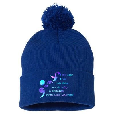 Your Life Matters Suicide Prevention Awareness Pom Pom 12in Knit Beanie
