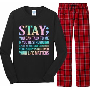 Your Life Matters Happy Suicide Awareness Support Graphic Gift Long Sleeve Pajama Set