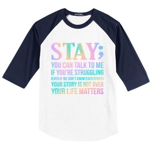 Your Life Matters Happy Suicide Awareness Support Graphic Gift Baseball Sleeve Shirt