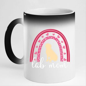 Yellow Lab Mom ValentineS Day Labrador Rainbow Funny Gift 11oz Black Color Changing Mug