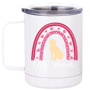 Yellow Lab Mom ValentineS Day Labrador Rainbow Funny Gift 12 oz Stainless Steel Tumbler Cup