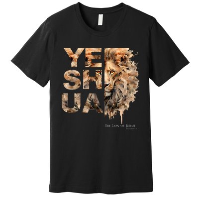 Yeshua Lion Of Judah Jesus God Bible Verse Revelation Premium T-Shirt