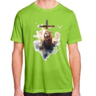 Yeshua Lion Of Judah Christian Faith Gift Christian Cross Design Adult ChromaSoft Performance T-Shirt