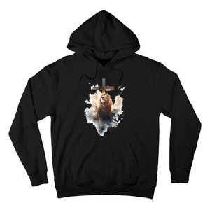 Yeshua Lion Of Judah Christian Faith Gift Christian Cross Design Hoodie