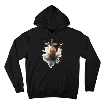 Yeshua Lion Of Judah Christian Faith Gift Christian Cross Design Hoodie