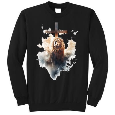 Yeshua Lion Of Judah Christian Faith Gift Christian Cross Design Sweatshirt