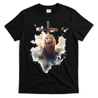 Yeshua Lion Of Judah Christian Faith Gift Christian Cross Design T-Shirt