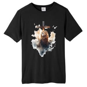 Yeshua Lion Of Judah Christian Faith Gift Christian Cross Design Tall Fusion ChromaSoft Performance T-Shirt