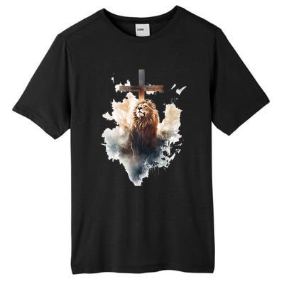 Yeshua Lion Of Judah Christian Faith Gift Christian Cross Design Tall Fusion ChromaSoft Performance T-Shirt