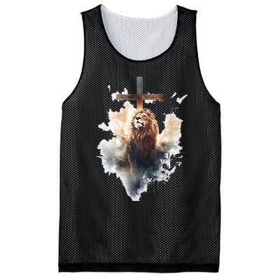 Yeshua Lion Of Judah Christian Faith Gift Christian Cross Design Mesh Reversible Basketball Jersey Tank