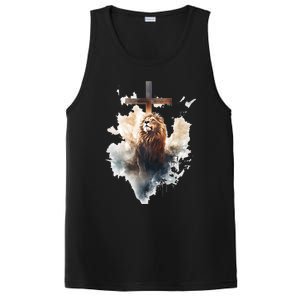 Yeshua Lion Of Judah Christian Faith Gift Christian Cross Design PosiCharge Competitor Tank