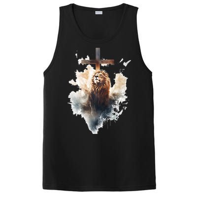 Yeshua Lion Of Judah Christian Faith Gift Christian Cross Design PosiCharge Competitor Tank