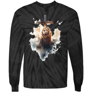 Yeshua Lion Of Judah Christian Faith Gift Christian Cross Design Tie-Dye Long Sleeve Shirt