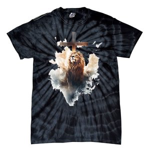 Yeshua Lion Of Judah Christian Faith Gift Christian Cross Design Tie-Dye T-Shirt