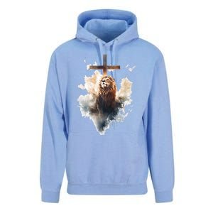 Yeshua Lion Of Judah Christian Faith Gift Christian Cross Design Unisex Surf Hoodie