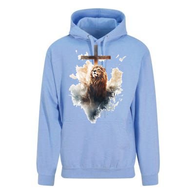 Yeshua Lion Of Judah Christian Faith Gift Christian Cross Design Unisex Surf Hoodie