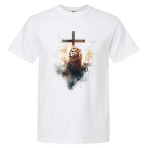 Yeshua Lion Of Judah Christian Faith Gift Christian Cross Design Garment-Dyed Heavyweight T-Shirt